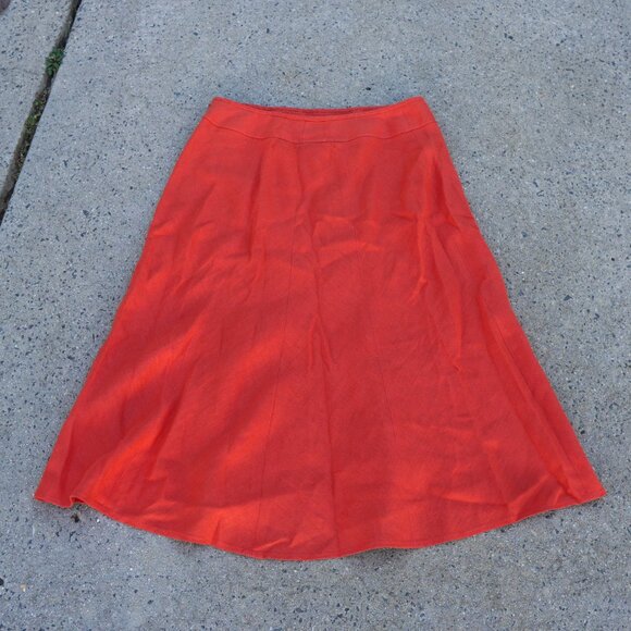 Talbots 16P Pure Irish Linen Orange A-Line Midi Skirt Coastal Grandma - Picture 8 of 10